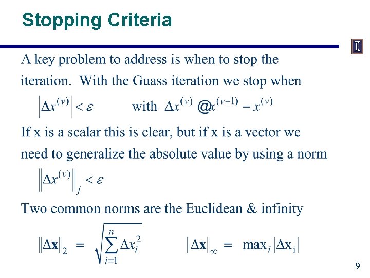 Stopping Criteria 9 