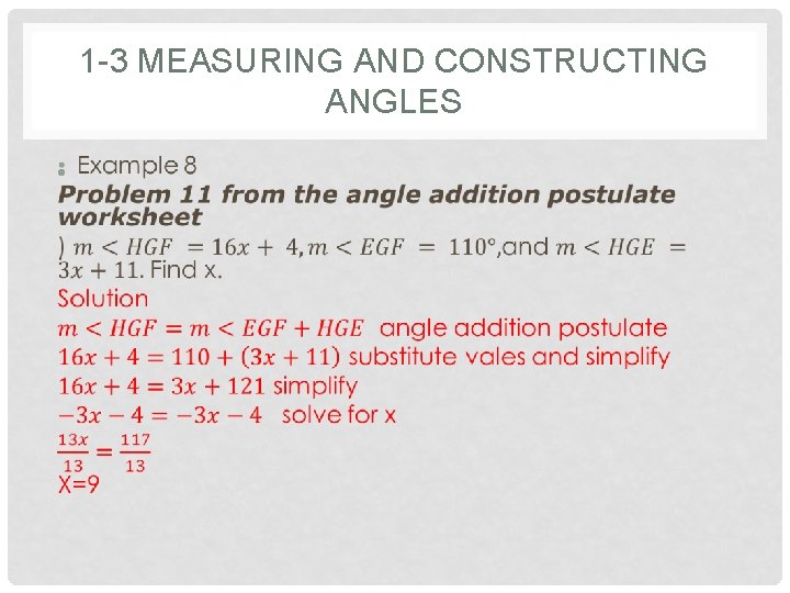 1 -3 MEASURING AND CONSTRUCTING ANGLES • 