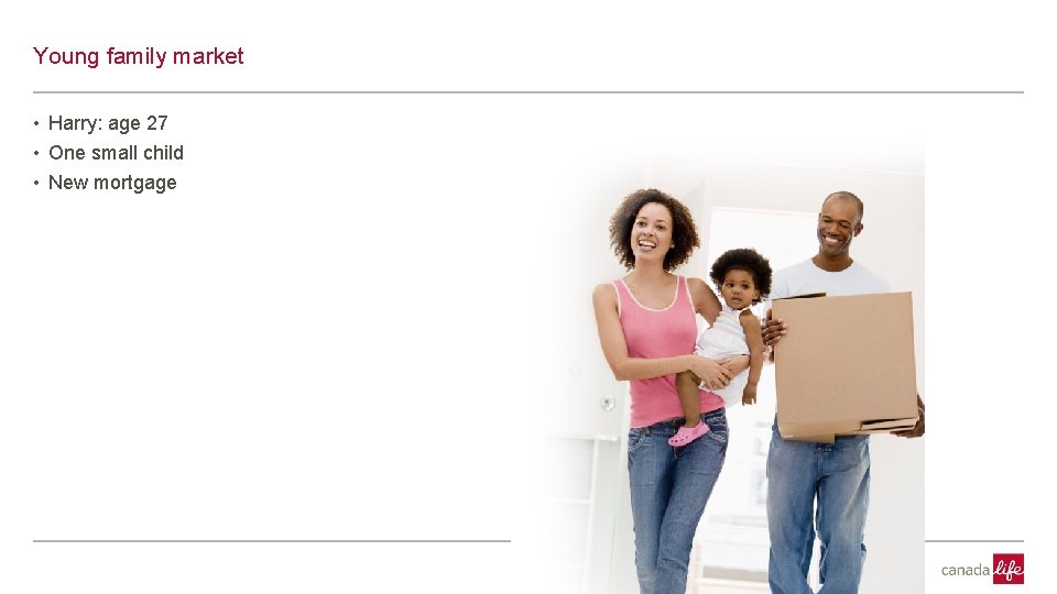 CONFIDENTI Young family market • Harry: age 27 • One small child • New