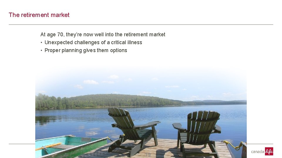 CONFIDENTI The retirement market At age 70, they’re now well into the retirement market