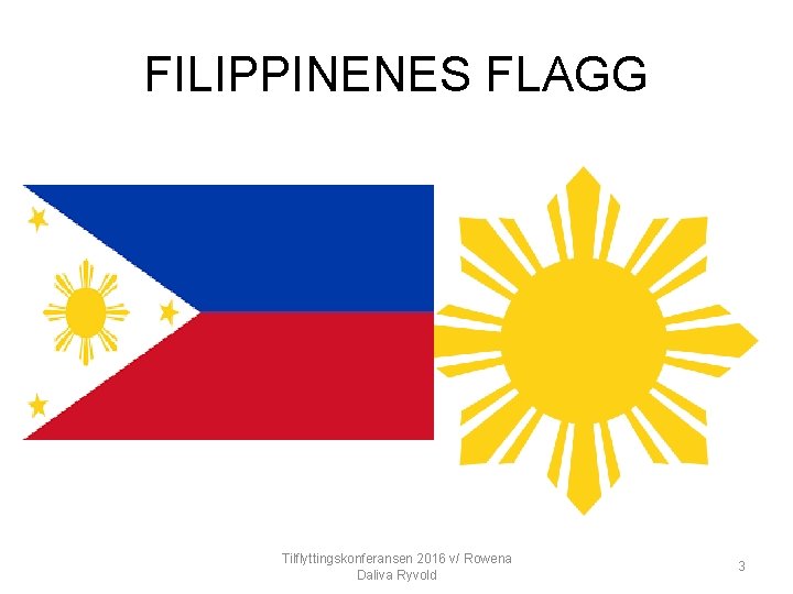 FILIPPINENES FLAGG Tilflyttingskonferansen 2016 v/ Rowena Daliva Ryvold 3 