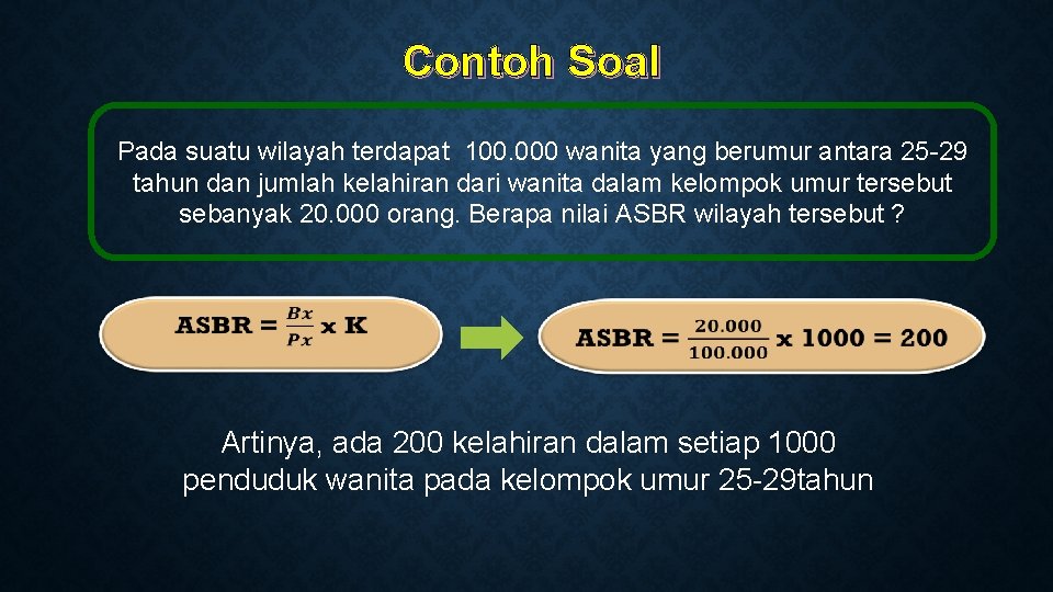 Contoh Soal Pada suatu wilayah terdapat 100. 000 wanita yang berumur antara 25 -29