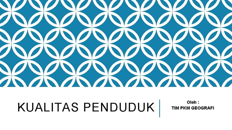 KUALITAS PENDUDUK Oleh : TIM PKM GEOGRAFI 