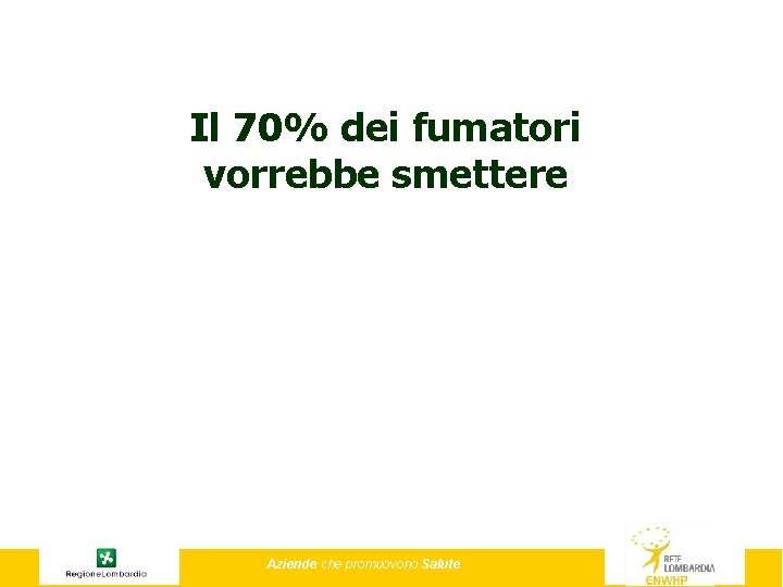 Il 70% dei fumatori vorrebbe smettere Aziende che promuovono Salute 