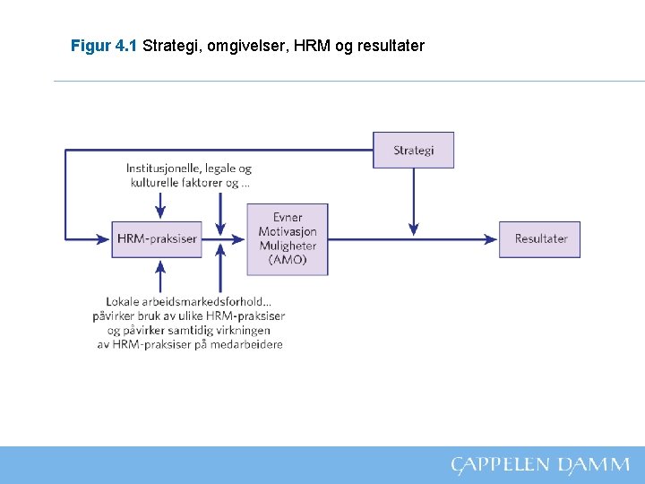 Figur 4. 1 Strategi, omgivelser, HRM og resultater 