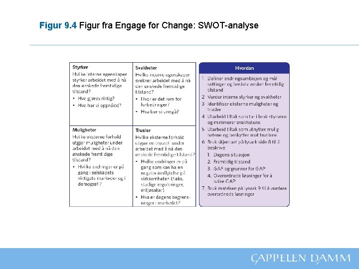 Figur 9. 4 Figur fra Engage for Change: SWOT-analyse 
