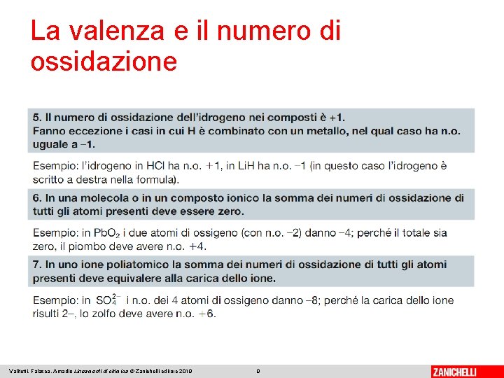 La valenza e il numero di ossidazione Valitutti, Falasca, Amadio Lineamenti di chimica ©