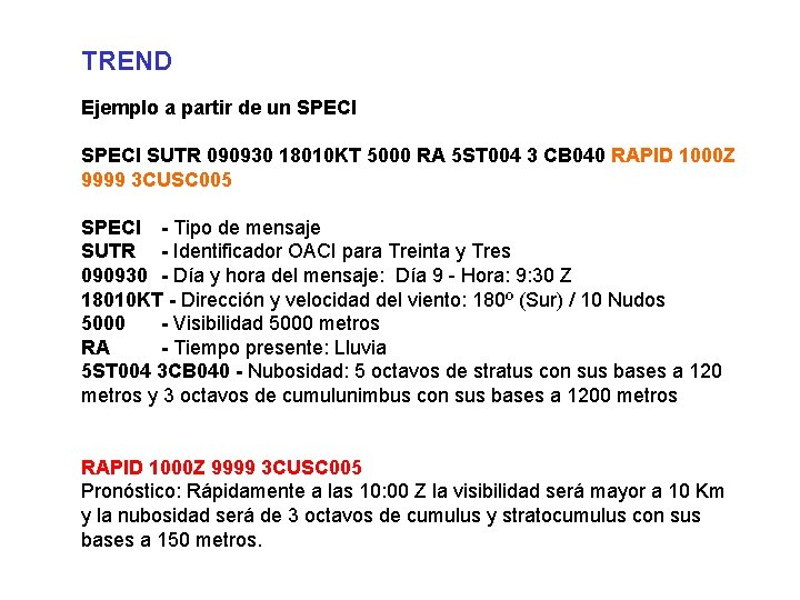 TREND Ejemplo a partir de un SPECI SUTR 090930 18010 KT 5000 RA 5