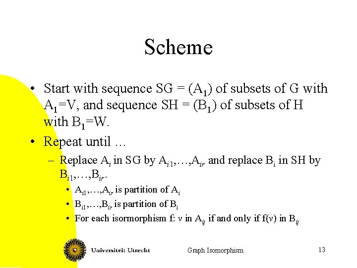 Scheme • Start with sequence SG = (A 1) of subsets of G with