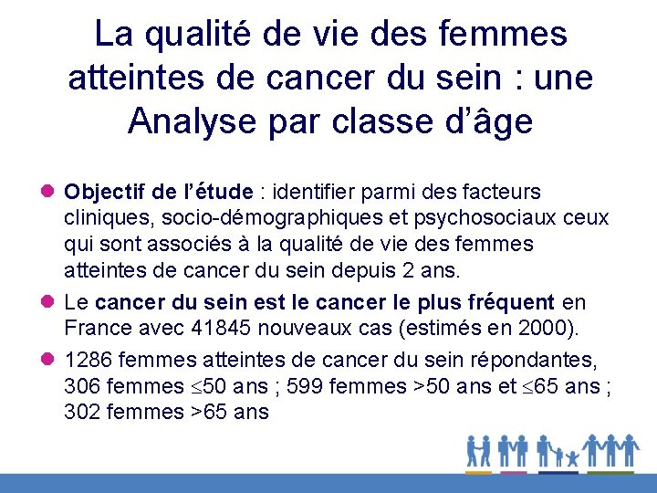 La qualité de vie des femmes atteintes de cancer du sein : une Analyse