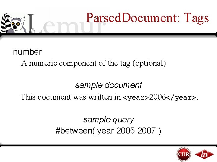 Parsed. Document: Tags number A numeric component of the tag (optional) sample document This Parsed. Document: Tags number A numeric component of the tag (optional) sample document This
