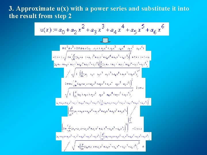 3. Approximate u(x) with a power series and substitute it into the result from