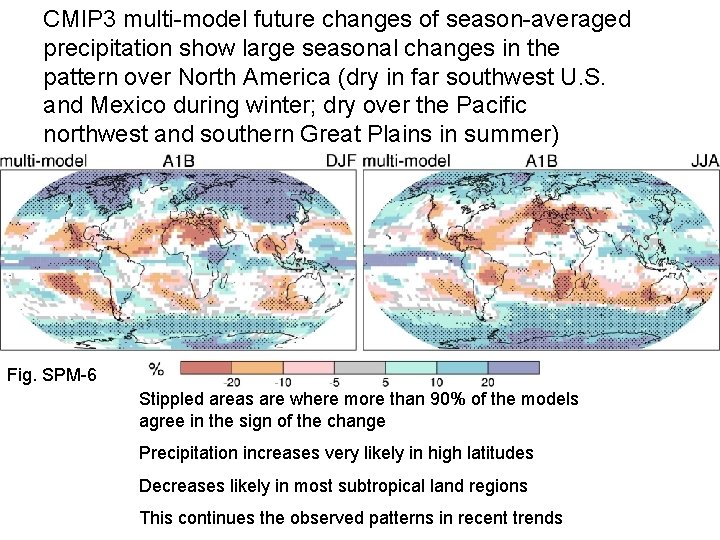 CMIP 3 multi-model future changes of season-averaged precipitation show large seasonal changes in the