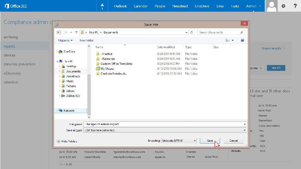 Compliance admin center archiving reports sharepoint activity individual reports activity log search Export results Compliance admin center archiving reports sharepoint activity individual reports activity log search Export results