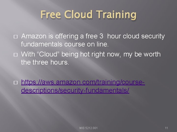 Free Cloud Training � � � Amazon is offering a free 3 hour cloud