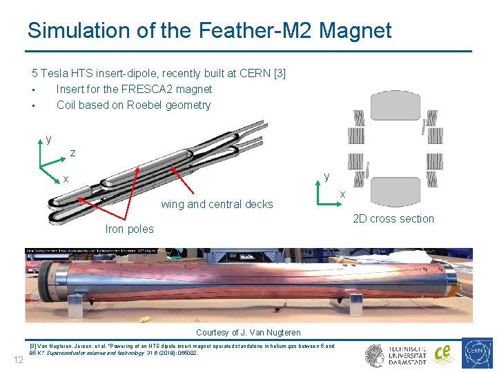 Simulation of the Feather-M 2 Magnet 5 Tesla HTS insert-dipole, recently built at CERN