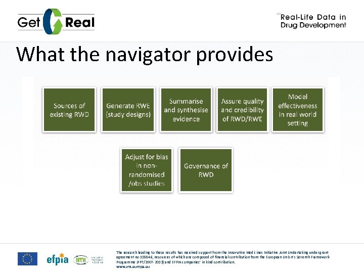 What the navigator provides The research leading to these results has received support from