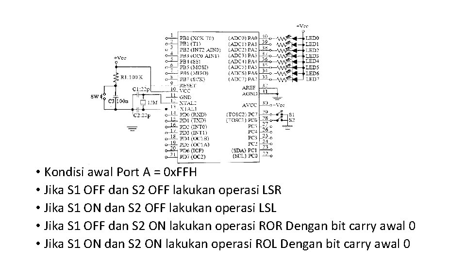  • Kondisi awal Port A = 0 x. FFH • Jika S 1