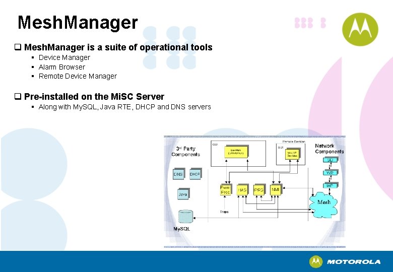 Mesh. Manager q Mesh. Manager is a suite of operational tools § Device Manager