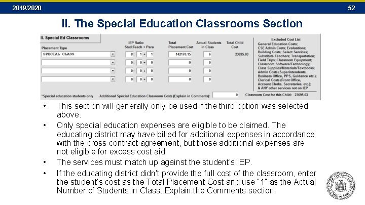 2019/2020 52 II. The Special Education Classrooms Section • • This section will generally 2019/2020 52 II. The Special Education Classrooms Section • • This section will generally