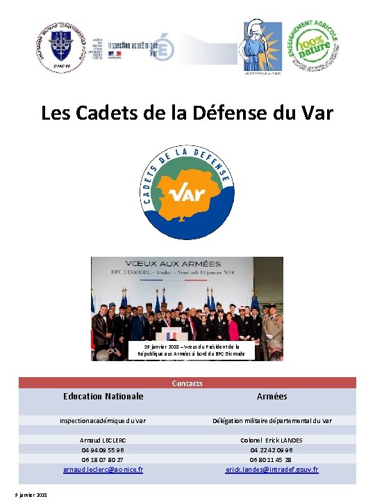 Les Cadets de la Défense du Var 19 janvier 2018 – Vœux du Président