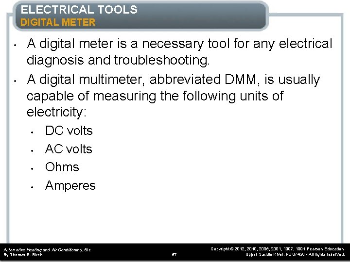 ELECTRICAL TOOLS DIGITAL METER • • A digital meter is a necessary tool for ELECTRICAL TOOLS DIGITAL METER • • A digital meter is a necessary tool for