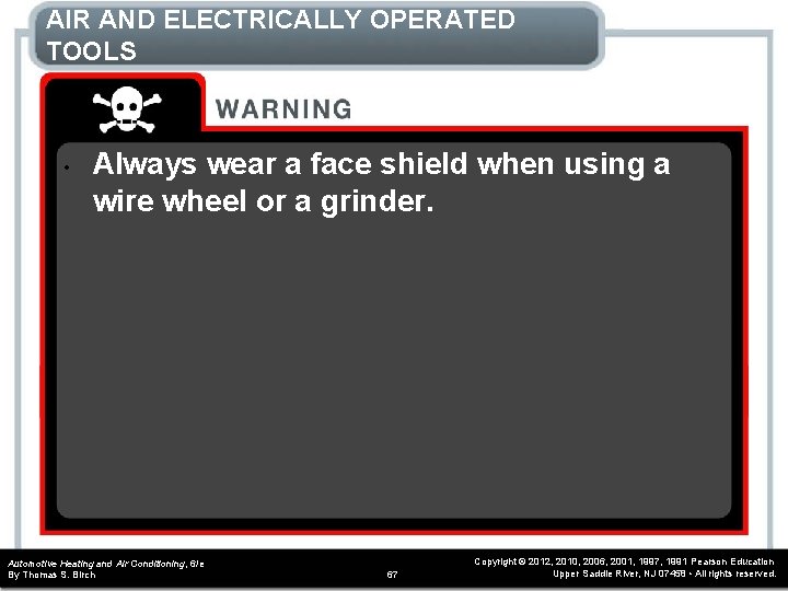 AIR AND ELECTRICALLY OPERATED TOOLS • Always wear a face shield when using a AIR AND ELECTRICALLY OPERATED TOOLS • Always wear a face shield when using a