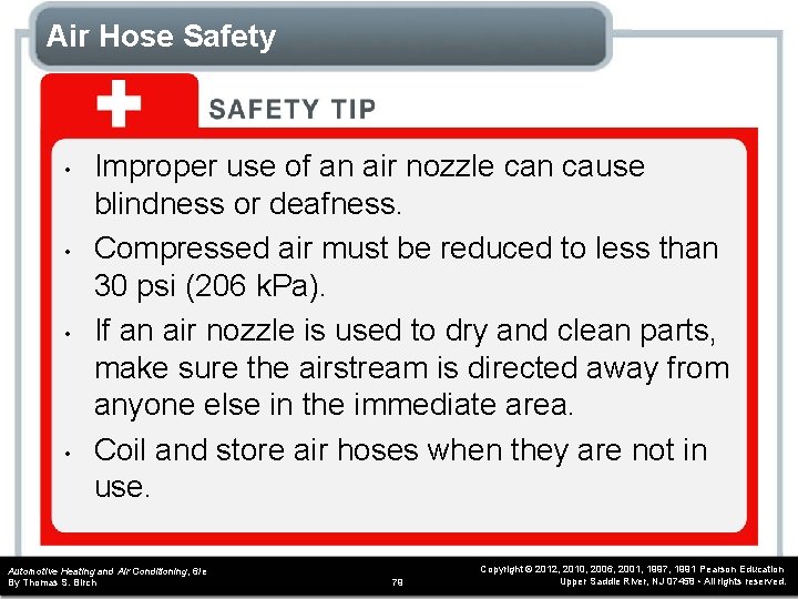 Air Hose Safety • • Improper use of an air nozzle can cause blindness Air Hose Safety • • Improper use of an air nozzle can cause blindness
