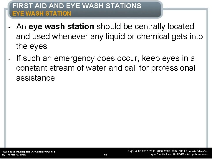 FIRST AID AND EYE WASH STATIONS EYE WASH STATION • • An eye wash FIRST AID AND EYE WASH STATIONS EYE WASH STATION • • An eye wash