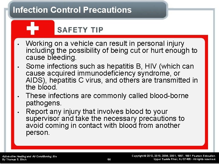 Infection Control Precautions • • Working on a vehicle can result in personal injury Infection Control Precautions • • Working on a vehicle can result in personal injury