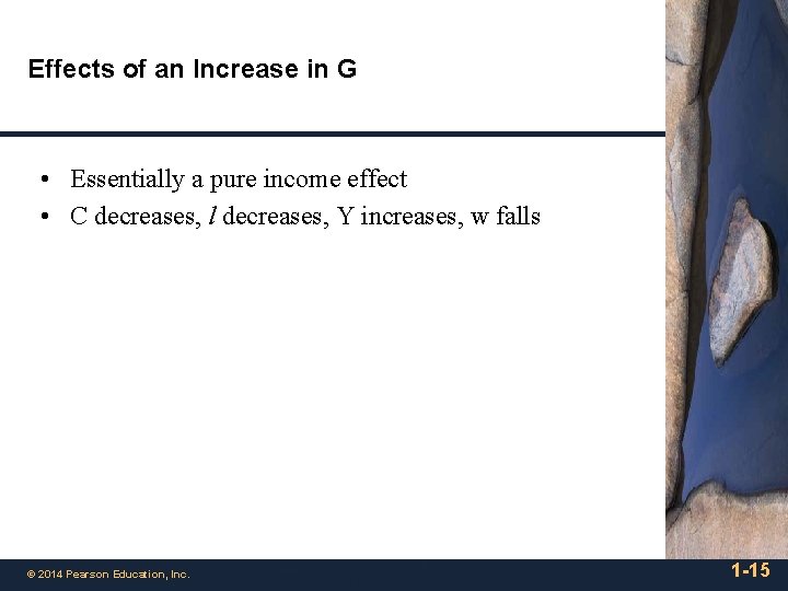Effects of an Increase in G • Essentially a pure income effect • C