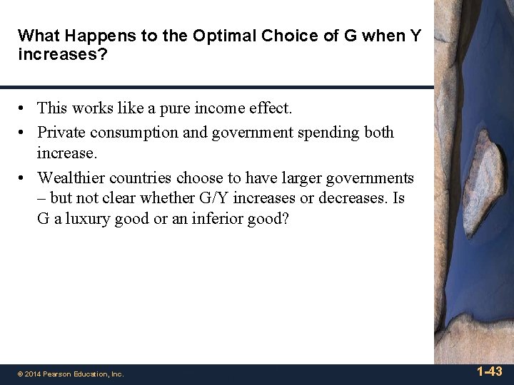 What Happens to the Optimal Choice of G when Y increases? • This works