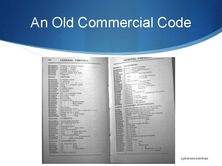 An Old Commercial Code 6 cybersecseminar 