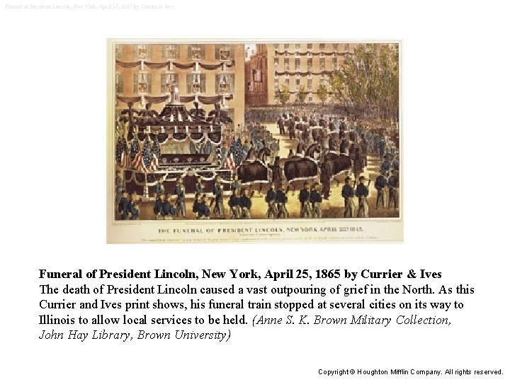 Funeral of President Lincoln, New York, April 25, 1865 by Currier & Ives The