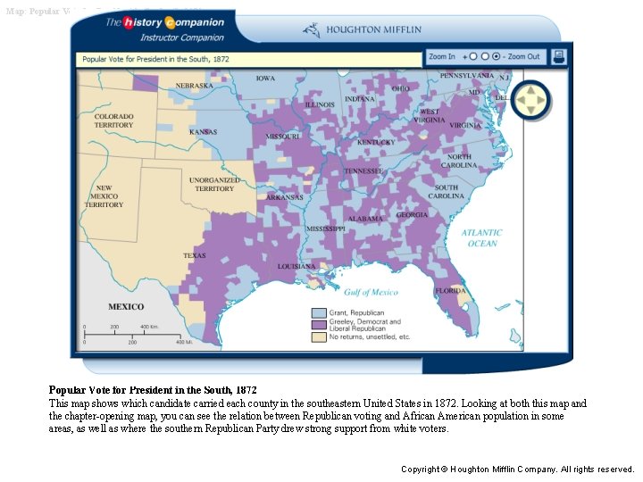 Map: Popular Vote for President in the South, 1872 This map shows which candidate