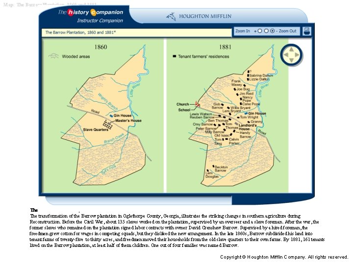 Map: The Barrow Plantation, 1860 and 1881 The transformation of the Barrow plantation in
