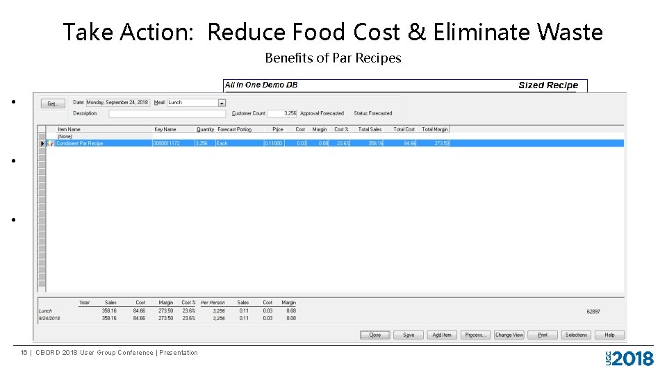 Take Action: Reduce Food Cost & Eliminate Waste Benefits of Par Recipes • Par Take Action: Reduce Food Cost & Eliminate Waste Benefits of Par Recipes • Par