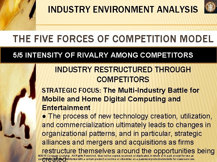 INDUSTRY ENVIRONMENT ANALYSIS THE FIVE FORCES OF COMPETITION MODEL 5/5 INTENSITY OF RIVALRY AMONG