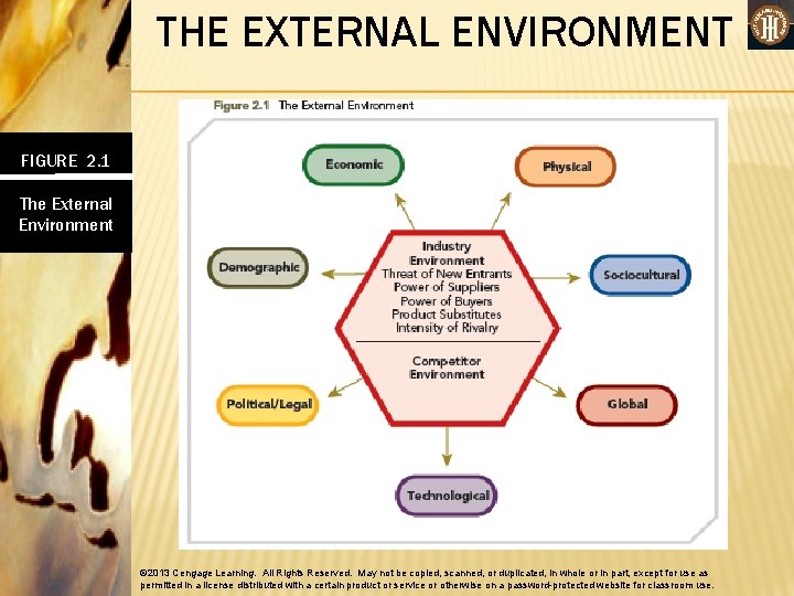 THE EXTERNAL ENVIRONMENT FIGURE 2. 1 The External Environment © 2013 Cengage Learning. All