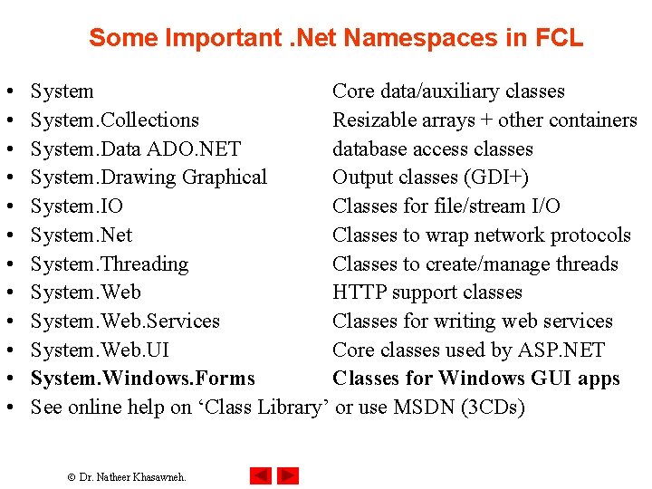 Some Important. Net Namespaces in FCL • • • System Core data/auxiliary classes System. Some Important. Net Namespaces in FCL • • • System Core data/auxiliary classes System.