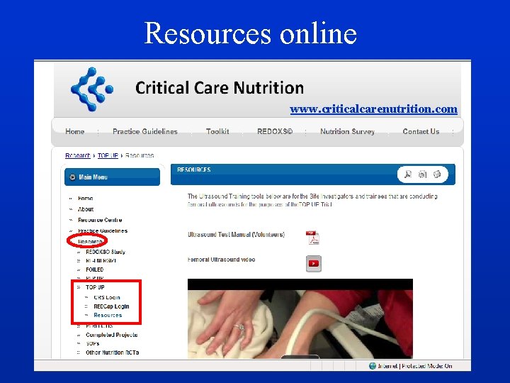 Resources online www. criticalcarenutrition. com 