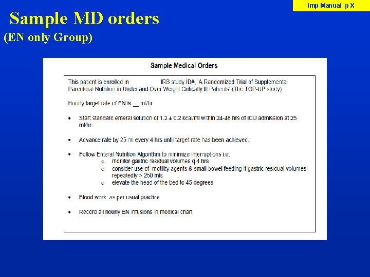  Sample MD orders (EN only Group) Imp Manual p X 