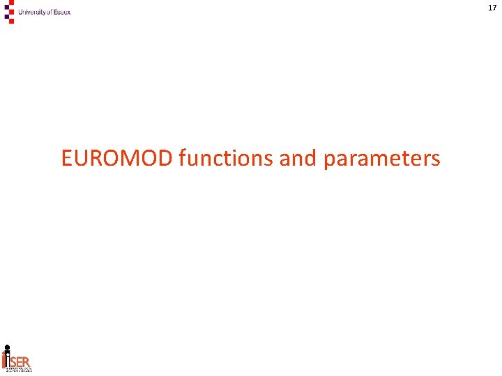 17 EUROMOD functions and parameters 