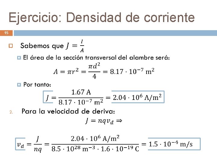 Ejercicio: Densidad de corriente 15 