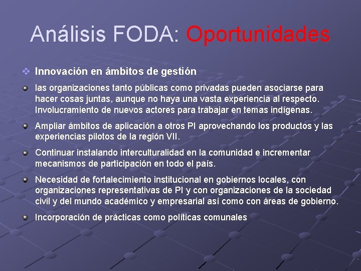 Análisis FODA: Oportunidades v Innovación en ámbitos de gestión las organizaciones tanto públicas como