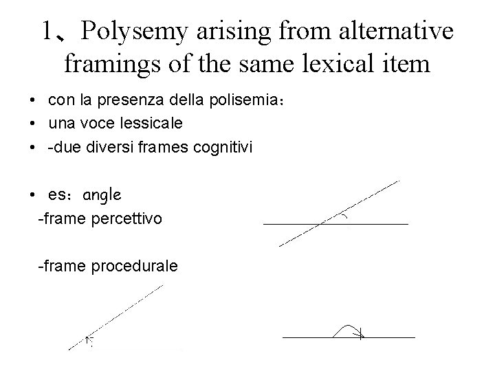 1、Polysemy arising from alternative framings of the same lexical item • con la presenza