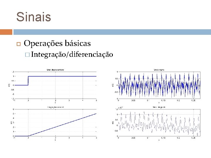 Sinais Operações básicas � Integração/diferenciação Sinais Operações básicas � Integração/diferenciação