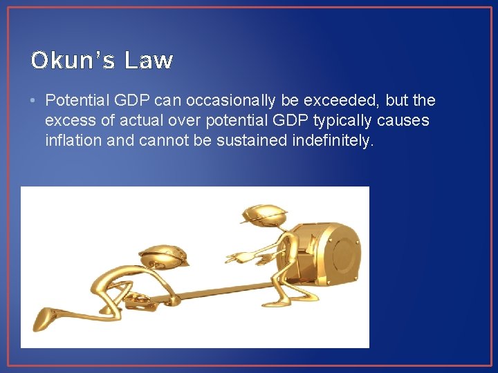 Okun’s Law • Potential GDP can occasionally be exceeded, but the excess of actual Okun’s Law • Potential GDP can occasionally be exceeded, but the excess of actual