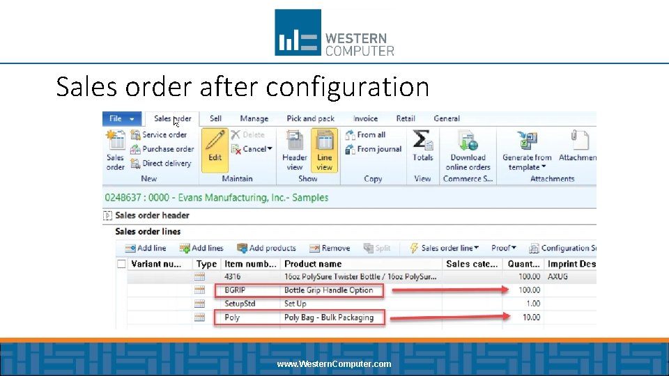 Sales order after configuration www. Western. Computer. com 