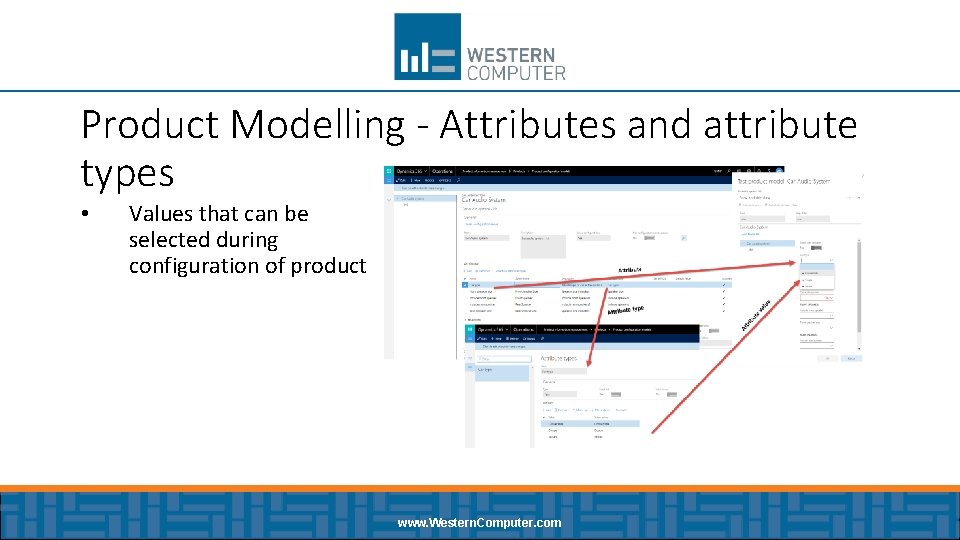 Product Modelling - Attributes and attribute types • Values that can be selected during